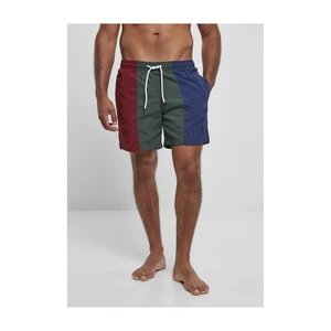 3-Tone Swim Shorts Burgundy/bottlegreen