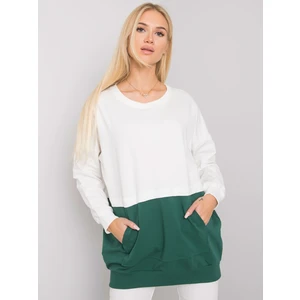 Ecru-dark green Hartsville RUE PARIS pouch pocket sweatshirt