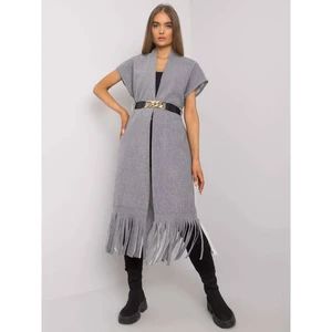 Gray melange raincoat with ribbon