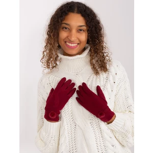 Burgundy women's gloves with belt