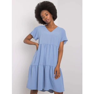 RUE PARIS Ladies' blue dress with a frill