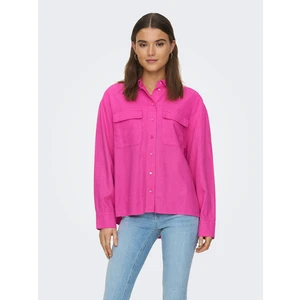 Dark pink Ladies Linen Shirt ONLY Caro - Ladies