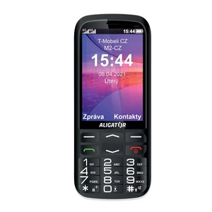 Mobilný telefón Aligator A830 Senior + stojánek (A830B) čierny tlačidlový telefón • 3,5" uhlopriečka • TFT displej • 320 × 480 px • interná pamäť • 2