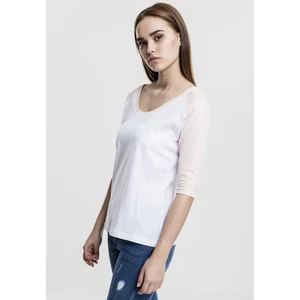 Women's 3/4 contrast raglan t-shirt wht/pink