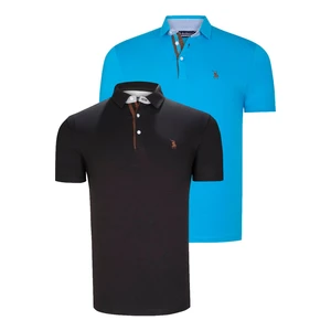 DUAL SET T8582 DEWBERRY MENS T-SHIRT-BLACK-DARK TURQUOISE