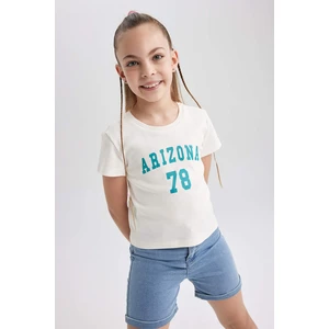 DEFACTO Girl Slim Fit Rib Short Sleeve T-Shirt