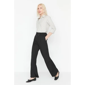 Trendyol Black Belt, Wide Leg, Woven Trousers