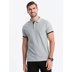 Ombre Men's cotton polo shirt - light grey