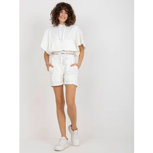 Ecru Summer Basic Tracksuit with Short Sweatshirt