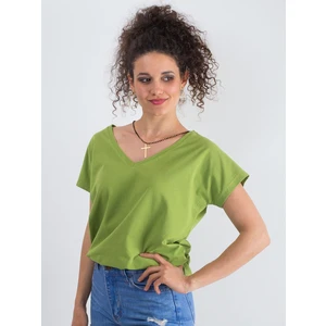 Cotton T-shirt with a light green neckline