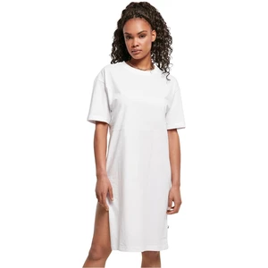 Ladies Organic Oversized Slit Tee Dress White