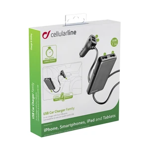 Autonabíječka Cellularline s 4 x USB, 7.2 A, černá