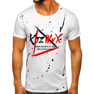 Tricou cu imprimeu alb bărbați Bolf KS2037