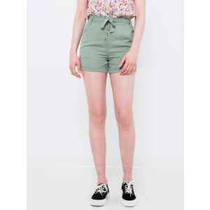 Green Linen Shorts CAMAIEU - Women