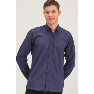 G658 DEWBERRY MEN'S SHIRT-BURGUNDY-LACİVERT