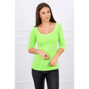 Round neckline blouse green neon