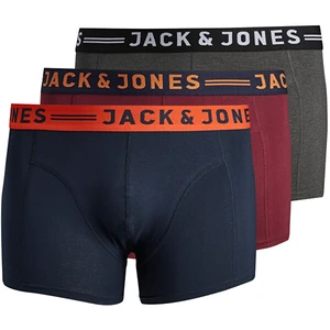 Jack&Jones PLUS 3 PACK - pánske boxerky JACLICHFIELD 12147592 Burgundy XXL