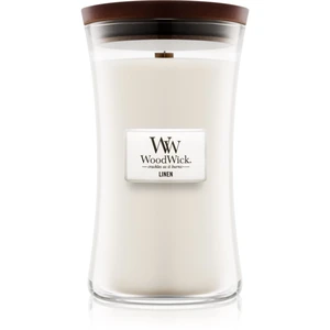 Woodwick Linen vonná svíčka s dřevěným knotem 609.5 g