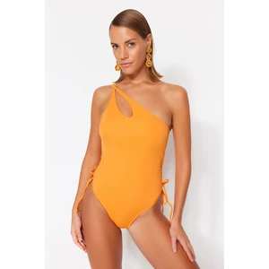 Trendyol Orange One-Shoulder Decollete Regular Leg Swimsuit