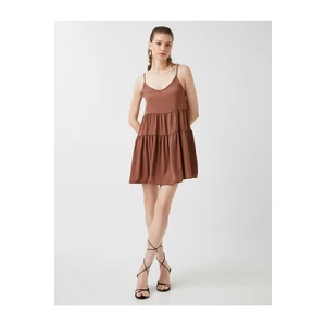 Koton Strapless V-Neck Tiered Mini Dress