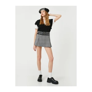 Koton Shorts Skirt Double Belt Detail Wide Pleat.