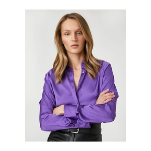 Koton Satin Shirt with Long Raglan Sleeve