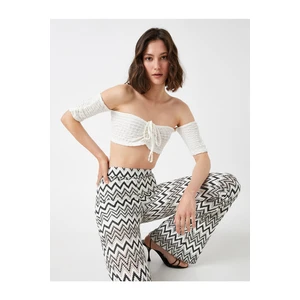 Koton Strapless Crop Blouse with Tie Detailed