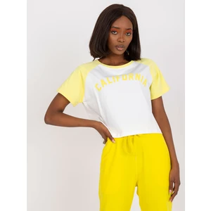 White and yellow t-shirt with a cotton print