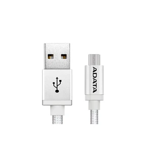 Kábel Adata USB/micro USB, 1m, pletený strieborný...