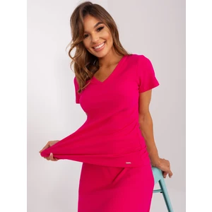 Basic fuchsia ribbed blouse