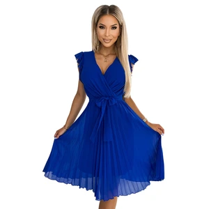 Pleated dress with neckline and ruffles Numoco