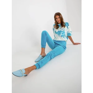 Blue and ecu velour set with print RUE PARIS