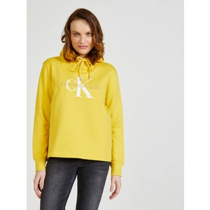 Women's Yellow Patterned Hoodie Calvin Klein Jeans - Women