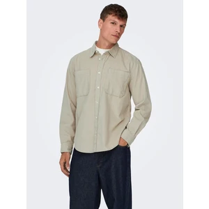 Beige Mens Upper Corduroy Shirt ONLY & SONS Alp - Men