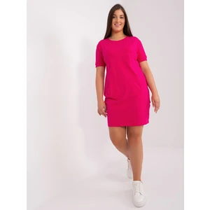 Cotton dress fuchsia basic plus sizes