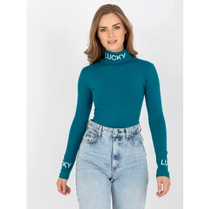 Navy turtleneck blouse with Yarina inscriptions