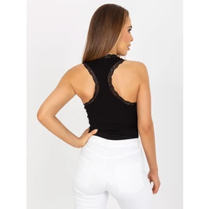 Basic black ribbed summer top RUE PARIS