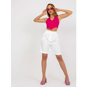 Elegant white long viscose shorts