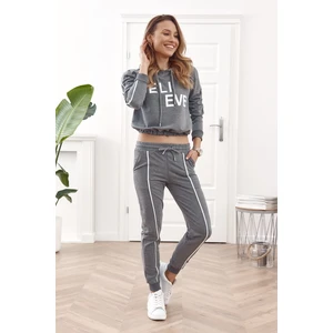 Fashionable sports set with short dark grey sweatshirt