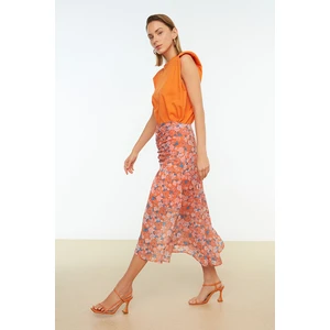 Trendyol Orange Pleated Skirt