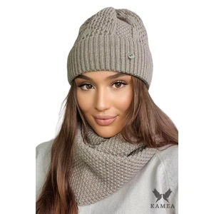 Komplet damski Kamea Kamea_Set_Hat&Chimney_K.22.255.04_Dark_Beige