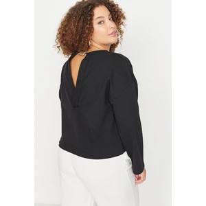 Trendyol Curve Plus Size Sweatshirt - Black - Regular fit