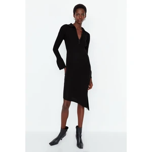 Trendyol Black Slit Detailed Knitwear Dress