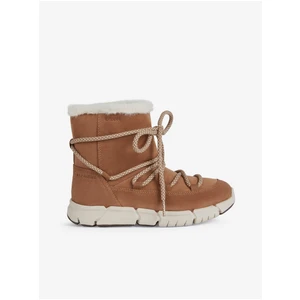 Brown Girls Suede Snow Geox Flexyper - Girls