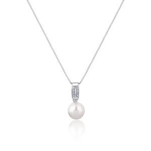JwL Luxury Pearls Elegantní náhrdelník s pravou perlou a zirkony JL0748 (řetízek, přívěsek)