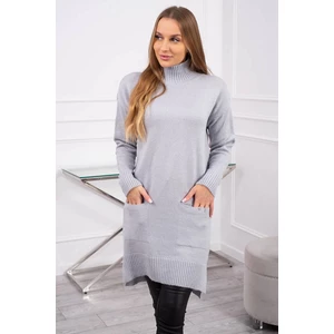 Sweater with stand-up collar light gray