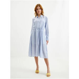 Light Blue Ladies Striped Shirt Dress Tom Tailor - Women