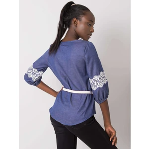 Blue cotton blouse with belt by Yaretzi