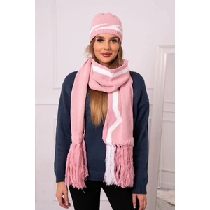 Women's set with scarf Jagna K356 powder pink