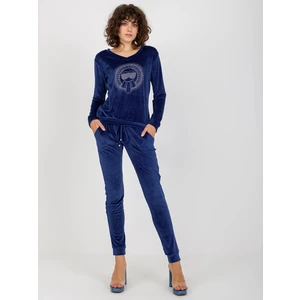 Women's Cobalt Velour Set with Application